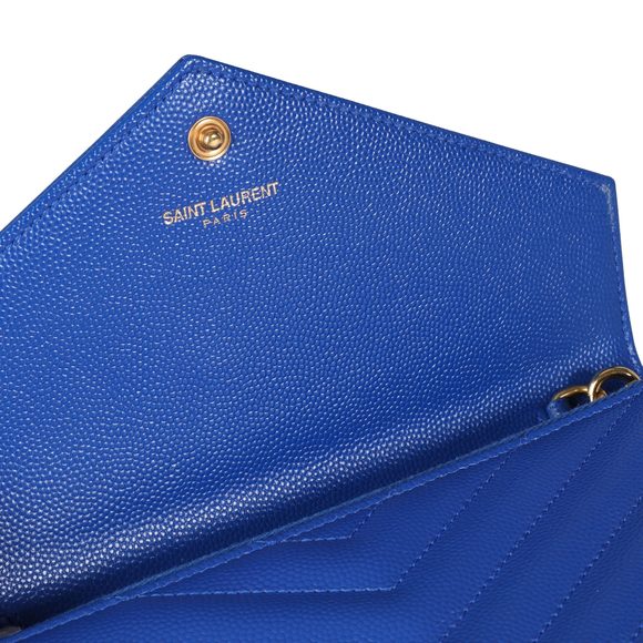 Saint Laurent Royal Blue Grain De Poudre Envelope Chain Wallet - Picture 8 of 8